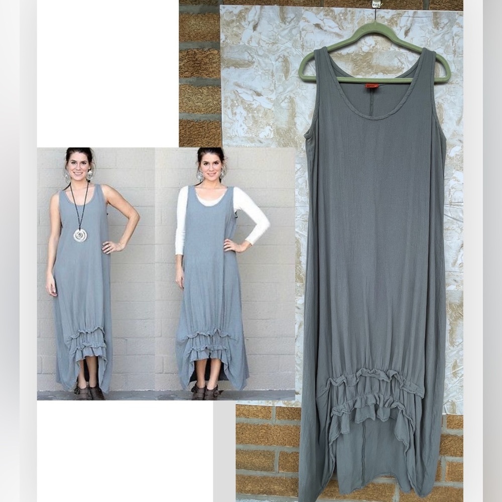 OH MY GAUZE! pewter maxi sundress size 1/S